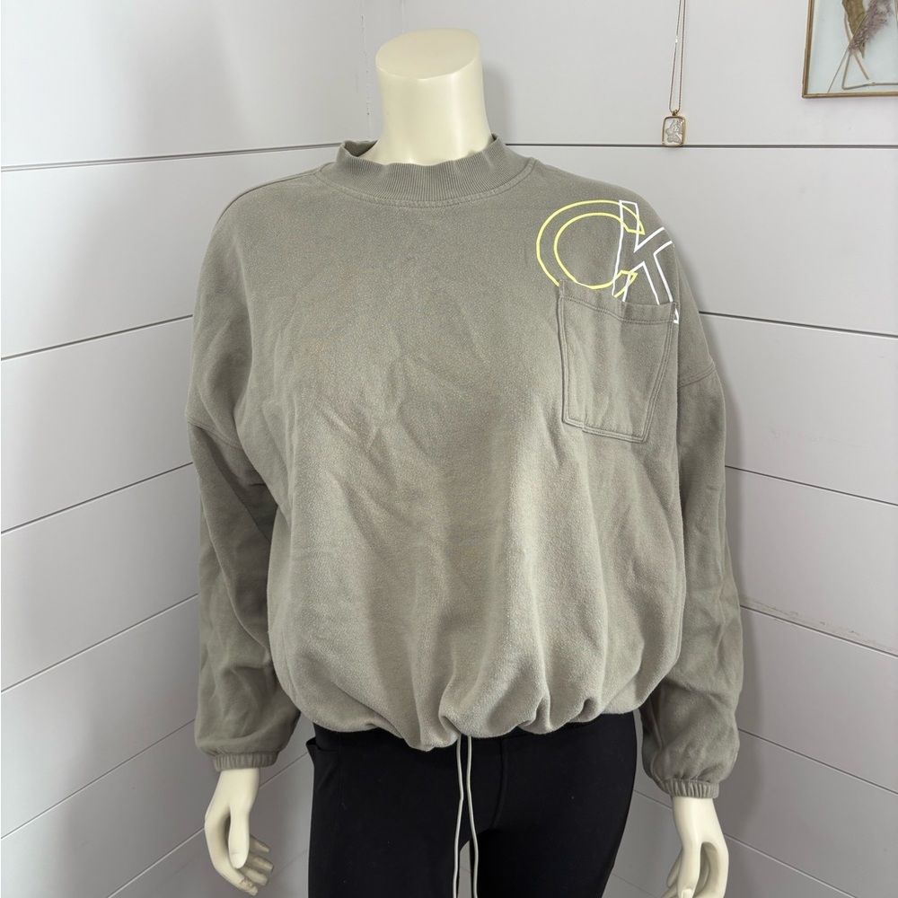 Calvin Klein Gray Sweatshirt with Yellow Logo